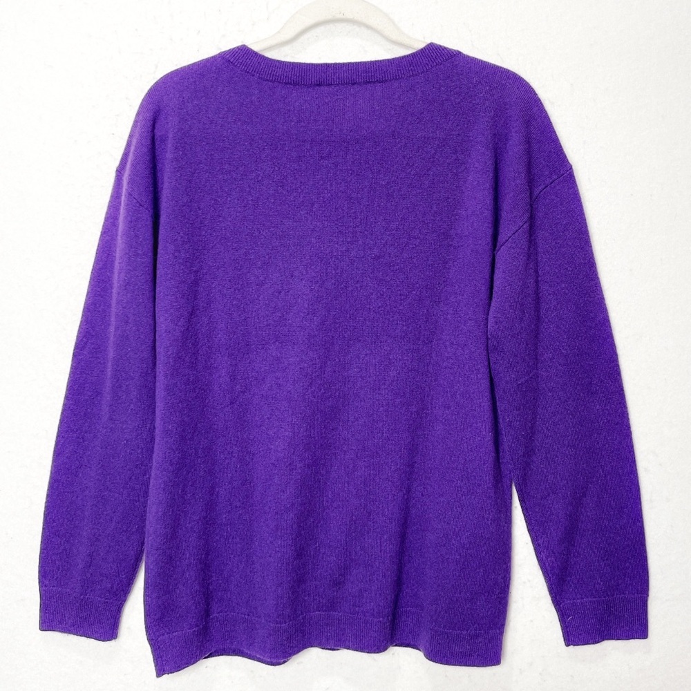 Talbots 100% Pure Cashmere V Neck Long Sleeve Purple Sweater Size Large Luxury - Picture 3 of 5